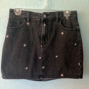 Black denim skirt